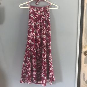 Junior's Floral Halter Skater Dress